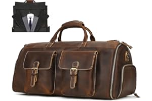 NEWSBIRDS Reisetasche Herren echt Leder, Kleidersack Reisetasche Anzugsack 2 in 1 Garment Bag mit Schuhfach, Sporttasche Weekender Reisetasche für Herren, 2203 braun