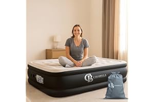 Casabella Air Bed - Airbed with Built-in Electric Air Pump, 3 Min Self-Inflating/Deflating Single Air Mattress with Flocked Surface, Portable Blow Up Mattress for Home, Camping & Guests (99x190+46cm)