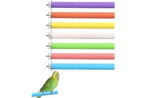 Eldvinur 7 Pcs Parrot Perches 20cm, Colorful Birdcage Scrub Stand, Bird Cage Habitat Toy, Bird Grinding Stick, for Cockatiels Long, Tailed Parrots, Cockatiels Conure, Lovebird Cage Paw Grinding