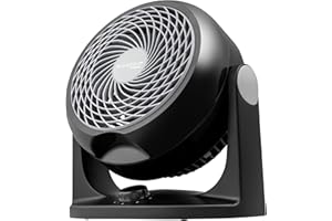 Iris Ohyama, Woozoo Ventilateur de Table, 23m², Ventilateur de Bureau, Noir, 3 Vitesses, Silencieux, Portable, Idéal pour Chambre, Salon, Cuisine, Refroidisseur d'air, Puissant, PCF-HD18N