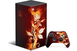 Skins4u Skin Design Schutz Folie Vinyl Aufkleber Sticker kompatibel mit Xbox Series X Gaming Wrap Faceplate Skins Cover Konsole + Controller Skin flower-of-fire