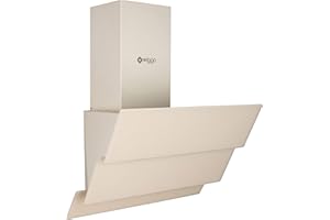 Wiggo Hotte aspirante 50 cm sans tête I évacuation d'air recirculation hotte aspirante 300 m³/h – Écran tactile LED 3 niveaux I hotte inclinée avec filtre à graisse & 2 filtres à charbon crème