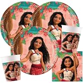Vaiana 36-Piece Party Set, Plates, Cups and Paper Napkins for Children's Birthdays
