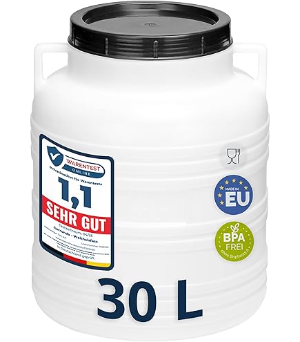 Garronda GD-0078 60 liter regenton met brede hals deksel van polyethyleen met hoge dichtheid voor de tuin, 60 liter, wit