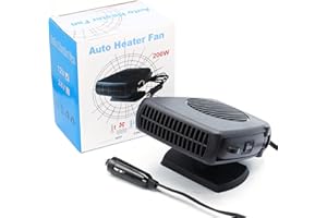 Bxgolkgd 12v 200W Car Heater, Portable Car Heater and Defroster, Windshield Defogger, 12 Volt Car Heater That Plugs Into Cigarette Lighter, Calenton Para Carro, 360° Rotation (Black)