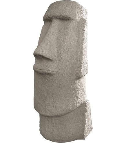 Statues Moaï De L'île De Pâques - Lot De 2 Têtes En Grès Gris, Décor Jardin, Pierre Décorative, Résistantes Aux Intempéries - 9