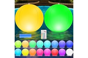 JEONDFG 2 Stück Solar Schwimmende Poolbeleuchtung,Ø 34cm Unterwasser Licht für Schwimmbädern,Aufblasbar Solar Pool Licht Schwimmend,Wasserdicht Schwimmende für Pool Außen