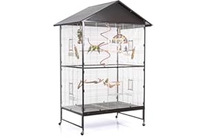 Montana Cages | Villa Casa 120 - Antik/Platinum, mit Flach oder Spitzdach, Sittichvoliere, Käfig