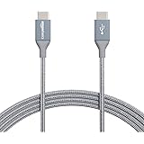 Amazon Basics Double Braided Nylon USB Type-C to Type-C 2.0 Cable | 3 m, Dark Grey