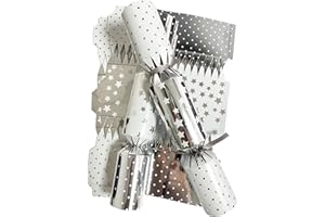 Gyoungt Luxury Chritmas Crackers, 10 Hats 20 Strings 10 Jokes Christmas Party Game DIY Cracker Make Your Own Christmas Cracker Festive Seasonal (Silver)