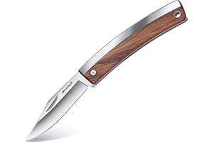 DURATECH Navaja Plegable, Cuchillo de Acero Inoxidable con Mango de Madera, Liviana y Compacta, Cuchillo Plegable de Bolsillo para Camping, Picnic, Senderismo
