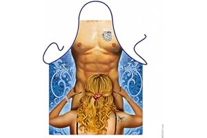 ITATI Delantal Sexy Hombre Parrilla Barbacoa Delantal de Cocina Antimanchas para Hombre, Modelo Rubia Amorosa, Medidas 75 x 58 cm