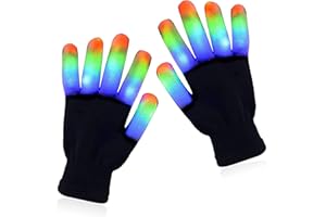 SUNSHINE SMILE Flash LED Gloves, Luminous Gloves, LED Flashing Gloves, LED Gloves Children, Flashing Colourful Gloves, LED Flash Gloves for Halloween, Christmas, Rave Party and Disco Clubs