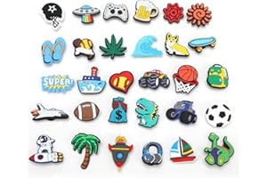 Modloan 30 Pcs Shoe Charms for Clog, Sandals Shoe Decorations Charms for Kids Teens Boys Cartoon Dinosaur Random PVC Shoe Accessories DIY Decorative Shoe Buckles