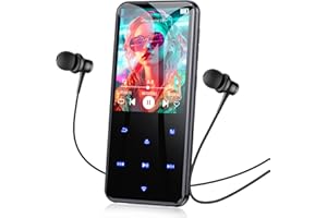 AGPTEK Odtwarzacz MP3 64 GB, Bluetooth 5.3, kolorowy ekran TFT 2,4", muzyka HiFi, odtwarzacz MP3 dla dzieci, z głośnikiem, przyciskami dotykowymi, radiem FM, nagrywaniem, obsługa do 128 GB, czarny