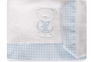 BABYLINE Juego Sábanas Coralina 100% para Cunas/Cama de 70X140 cmtrs. Cálida, Hipersuave, Hipoalergénica. Incluye Sábana Bajera, Encimera y Funda de Almohada. (Teddy Celeste)