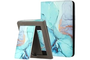 MOKASE Etui Fit for 6.8" Kindle Paperwhite 11. Generacji (Model: M2L3EK/M2L4EK), Twarda okładka z PU, auto budzenia/uśpienia z paskiem na rękę dla Kindle Paperwhite & Edycja podpisu, Green Marble