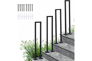 YTLEMON Corrimano per Scale Interne, Ringhiera a Forma di U, Ringhiera per Esterni con Kit di Viti, Corrimano per gradini, Ringhiera antiscivolo in Ferro per corridoio (Nero, 40cm)