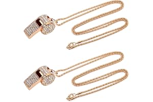 2st Metal Bling Whistle Rhinestone, Gold Crystal Whistle med Guldkedja Skinande Högt Skarpt Ljud Sportvissel för Domare Träna