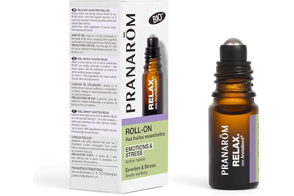 Pranarôm - Aromaboost Relax Bio - Roll-on Olfactif Détente et Relaxation - Anti-stress et soulage l'Anxiété - Action Immédiate - Huile Essentielle Bio de Lavande Vraie - 5 ml