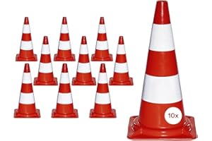 FRANKEL kaiserkraft | Balise de chantier en PVC | fluorescent | lot de 10 | hauteur 750 mm