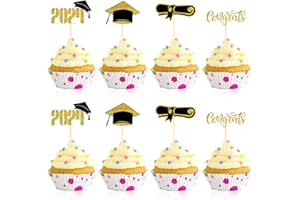 ZSTNPP 32Pcs Graduation Cupcake Toppers 2024, Graduation Cake Topper, Glitter Class of 2024 Congrats Grad 2024 Cap Diploma Cupcake Picks 2024 Graduation Theme Party Cake Decorations Supplies (4 Styles)