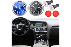 Runup 2pcs Car Clocks, Mini Digital Car Clock, Stick on Analog Car Clock, Quartz Car Watch with Double Sided Sticker，Ventilation Clip, Quartz Car Watch for Any Car Decoration