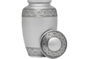 Eternal Harmony Cremation Urn for Human Ashes | Memorial Urn Carefully Handcrafted with Elegant Finishes to Honor and Remember Your Loved One | Adult Urn Large Size with Beautiful Velvet Bag (Silver)