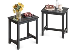 Coleshome Table d'Appoint d'Extérieur, Lot de 2, Petite Table d'Appoint pour Jardin, Terrasse et Bord de Piscine, Résistante aux Intempéries/Facile d'entretien, Noir
