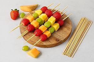 VIDOELETTRONICA Lot de 1000 brochettes en bois 20 cm x 3 mm – Bâtons longs pour viande, fruits, bonbons, sandwichs, barbecue et finger Food – naturels, résistants, jetables, écologiques (1000)
