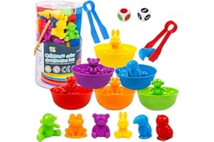 vvhippo Jeux Montessori 2 3 4 5 Ans, Jouet pour Comptage et Tri Jeu Educatif Motricité Fine Apprendre Les Couleurs Compter Jouet Enfants Jeu Montessori 3 Ans Plus (ZJWJ-NCDW)