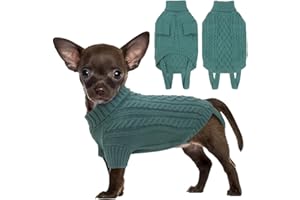 LiebeDD Hundepullover Kleine Hunde - Winter Warm Hundepulli mit Beinen Solide Klassisch Hunde Strick Pullover für Chihuahua Windhund Welpen und Katzen, Dog Sweater (Türkis XS)