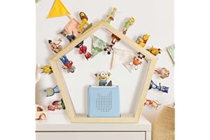 ‎BABY VIVO Baby Vivo Regal für Toniebox aus Holz - magnetische Aufbewahrung für 68 Tonies Tonie Zubehör Halterung Starterset - kompatibel mit Toniebox - Wandregal Kinderzimmer Holzregal zum Aufhängen - Fünfeck