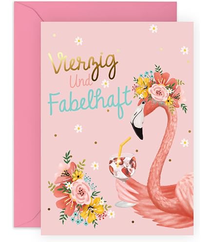 Old English Co. Flamingo Geburtstagskarte Für Sie – Rosa Aquarell, Blanko Innen, Mit Umschlag
