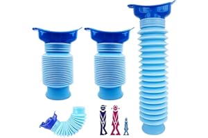 MOSTFUN 2 Piezas Urinario de Emergencia, 750 ml Urinario Portátil de Emergencia, Reutilizable Retráctil Unisex Orinal Urinario, para Camping, Coche, Viajes, Atascos y Colas, Azul