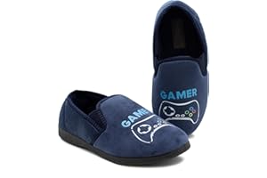 IMTY Boys Gaming Slippers Gamer Slip On Novelty Youth Kids Elastic House Shoes
