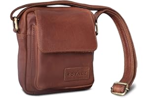 ROYALZ 'Austin' Pequeño Bolso Mensajero para Hombre Bolsa de Hombro Masculinode Cuero Auténtica Mini Bandolera de Piel