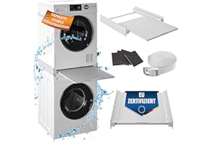 MEISTERWERK - Zwischenbaurahmen mit ausziehbarer Abstellfläche - (EU ZERTIFIZIERT) Verbindungsrahmen für Waschmaschine & Trockner - Zwischenbausatz mit Abstellfläche