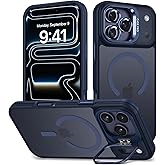 Babilden iPhone 17 Pro Max i&ccedil;in Kılıf Kamera Korumalı Magsafe Wireless Şarj &Ouml;zellikli Mat Şeffaf Renkli Standlı Kılıf Lens He