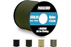 Omtofo 100M Paracord 550 Nylon Corda 4mm 7 Fili Tipo II Corda da Paracadute Cavo di Sopravvivenza, Cavo Multiuso, Cavo Militare, Army Green