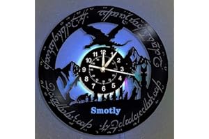Smotly Vinilo Pared Reloj, Reloj de Pared Tema Señor de los Anillos, función de luz Nocturna Colorida, decoración del hogar Reloj de Pared Digital Regalo (Gancho de Regalo) (Multi)