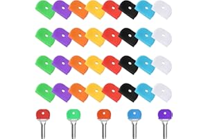 Vesaneae 32 Pièces Couvres Clés, Flexibles Anneaux d'Identification de Clés, Caps Clé Universel en Caoutchouc, Key Cover, Capuchons de Clés pour Identification Facile de Clés, 8 Couleurs