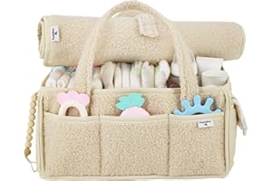 ZAZYS PEEKABOO Teddy Nappy Caddy Organiser & Changing Mat Set - Cream, Baby Shower Gifts, Newborn Essentials, New Baby Gifts (UK Company)