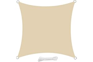 swift Voile d'ombrage Carré 2x2 Mètre Voile Ombrage HDPE Respirant Anti UV pour Jardin Terrasse Patio, Crème