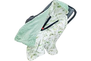 Miracle Baby Coperta estiva, in cotone, reversibile, universale, 90x90 cm, per ovetto, passeggino con 8 fori di cinghia