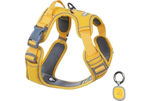 Pawaii Hundegeschirr Hundegeschirr für Kleine Hunde mit Griff Anti Zieh Geschirr Brustgeschirr Anti Zug Gepolsterte Reflektierende Verstellbare Atmungsaktive Hundegechirr ID Tag Enthältet(XS Gelb)