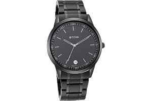 Titan Minimalist Quartz Analog with Date Black Dial Black Metal Strap Watch For Men - NT1806NM01