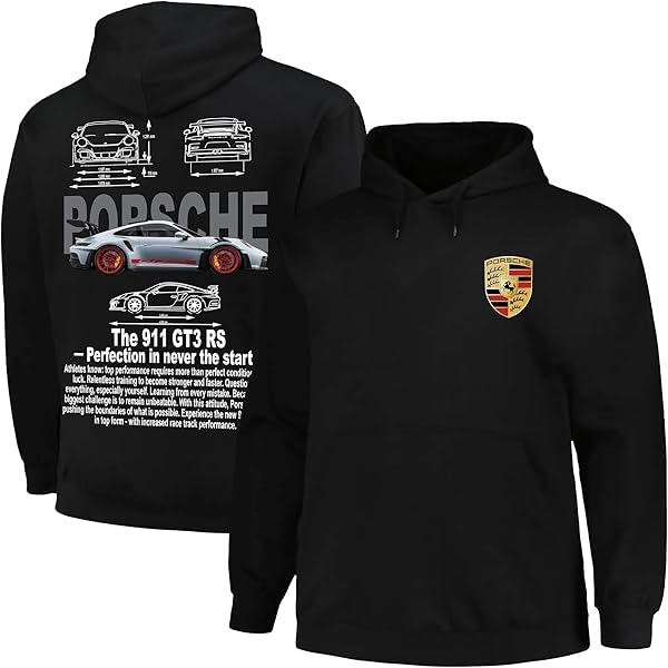 Buy Tees Anime Hoodies for Men and Women Porsche Design Hoodie Unisex Pure  Cotton Casual Wear Hood Black Sweatshirt (in, Alpha, 2XL, Black) at  Amazon.in