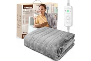 AONELAS Electric Blanket, Heated Blanket 127x152cm, Flannel Electric Throw with 9 Heat Settings & 10 Hours Auto-Off Timer & LED Display, Fast Heating, Machine Washable with Overheat Protection