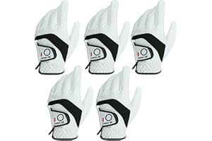 FINGER TEN Gant Golf Homme Main Gauche Droite Cuir Droitier Cabretta PoignÉE Value 5 Pack, Gants de Golf Antidérapants PU Respirant Abordable Tous Les Temps pour Sports